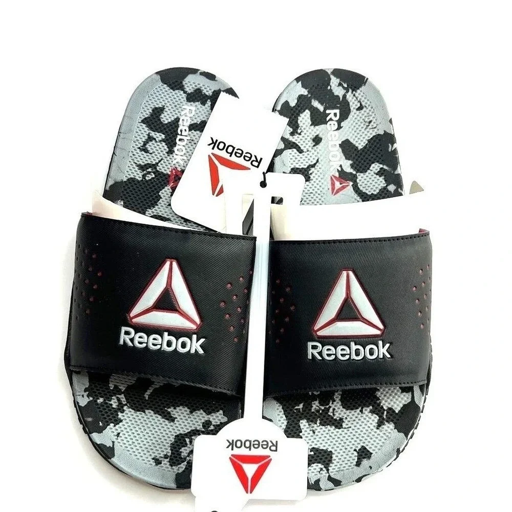 Reebok Camo Slides Sandals Athletic Pool Beach Casual Comfort Boys Sz 13 /#S2646